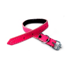 Coleira São Benedito Pet Couro Forrado Rosa para Cães