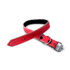 Coleira São Benedito Pet Couro Forrado Vermelho para Cães
