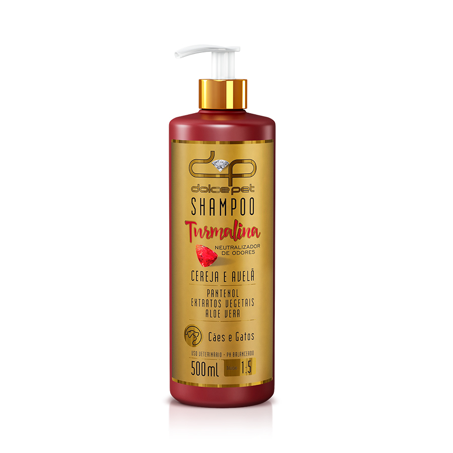 Shampoo Dolce Pet Turmalina Neutralizador de Odores Cereja e Avelã para Cães e Gatos