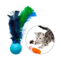Brinquedo Plumas e Penas Bolinha Fishing para Gatos - Cores Sortidas