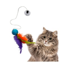 Brinquedo Plumas e Penas Elastic Ball para Gatos - Cores Sortidas