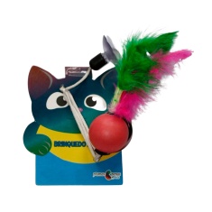 Brinquedo Plumas e Penas Elastic Ball para Gatos - Cores Sortidas