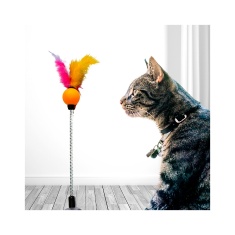 Brinquedo Plumas e Penas Spring Cat Mola para Gatos - Cores Sortidas