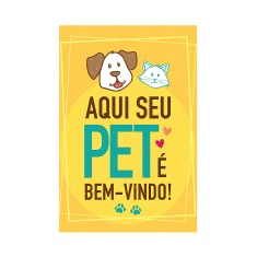 Placa Decorativa Cia Laser Pet Bem Vindo para Ambientes