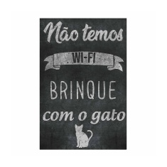 Placa Decorativa Cia Laser Brinque com o Gato para Ambientes