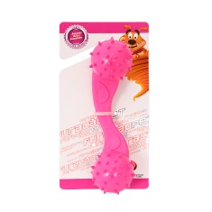 Brinquedo Furacão Pet Halteres de Borracha Maciça Rosa com Cravo para Cães