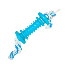 Brinquedo Furacão Pet Halteres de Borracha e Corda Maciça para Cães - AZUL