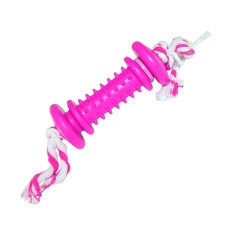 Brinquedo Furacão Pet Halteres de Borracha e Corda Maciça Rosa para Cães