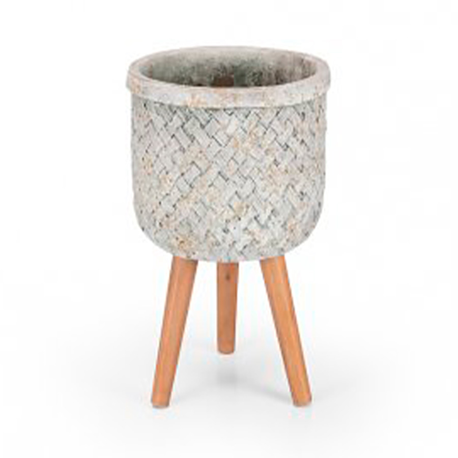 Vaso Floral Atlanta Cerâmica Treliça com Pé