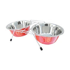 Comedouro American Pets Duplo com Base para Cães - Cores Sortidas
