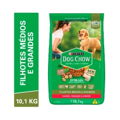 Ração Dog Chow para Cães Filhotes de Porte Médio e Grande Sabor Carne, Frango e Arroz