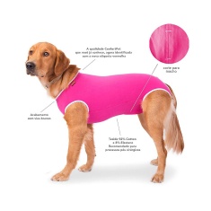 Roupa Cirúrgica Confortpet Regular Macho e Fêmea Rosa para Cães