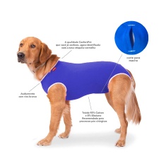 Roupa Cirúrgica Confortpet Castração Macho Azul para Cães