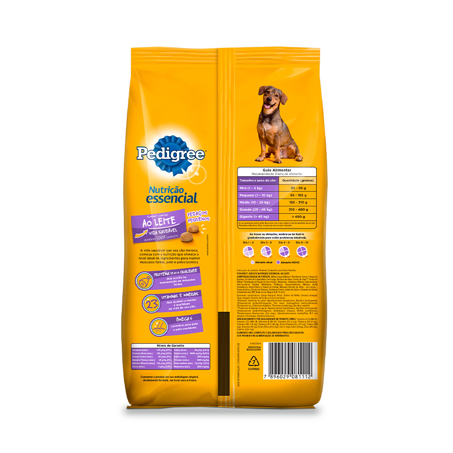 Ração Pedigree Nutrição Essencial Carne Ao Leite Para Cães Adultos
