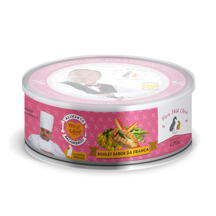 Ração Úmida Mon Petit Cheri Poulet Sabor da França para Gatos 120g