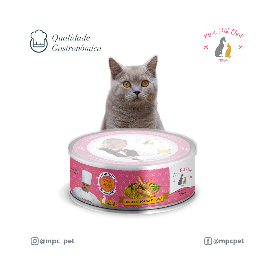 Ração Úmida Mon Petit Cheri Poulet Sabor da França para Gatos 120g