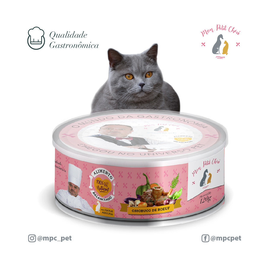 Ração Úmida Mon Petit Cheri Ossobuco de Boeuf para Gatos 120g