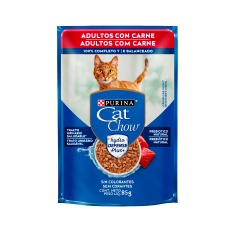 Ração Úmida Cat Chow para Gatos Adultos Sabor Carne 85g