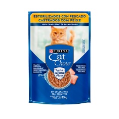 Ração Úmida Cat Chow para Gatos Castrados Sabor Peixe 85g