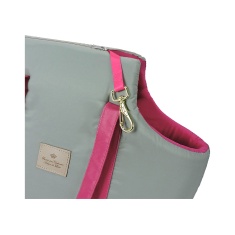 Bolsa de Transporte Bonito pra Cachorro Passeio Cinza e Rosa para Cães