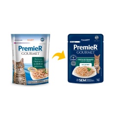 Ração Úmida Premier Gourmet Para Gatos sabor Peito de Frango e Arroz integral 70g