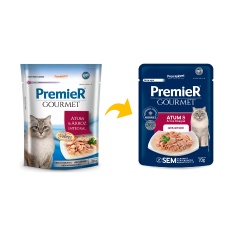 Ração Úmida Premier Gourmet Para Gatos sabor Atum e Arroz integral 70g
