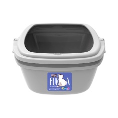 Bandeja Sanitária Plast Pet Furba Cinza para Gatos Tamanho G