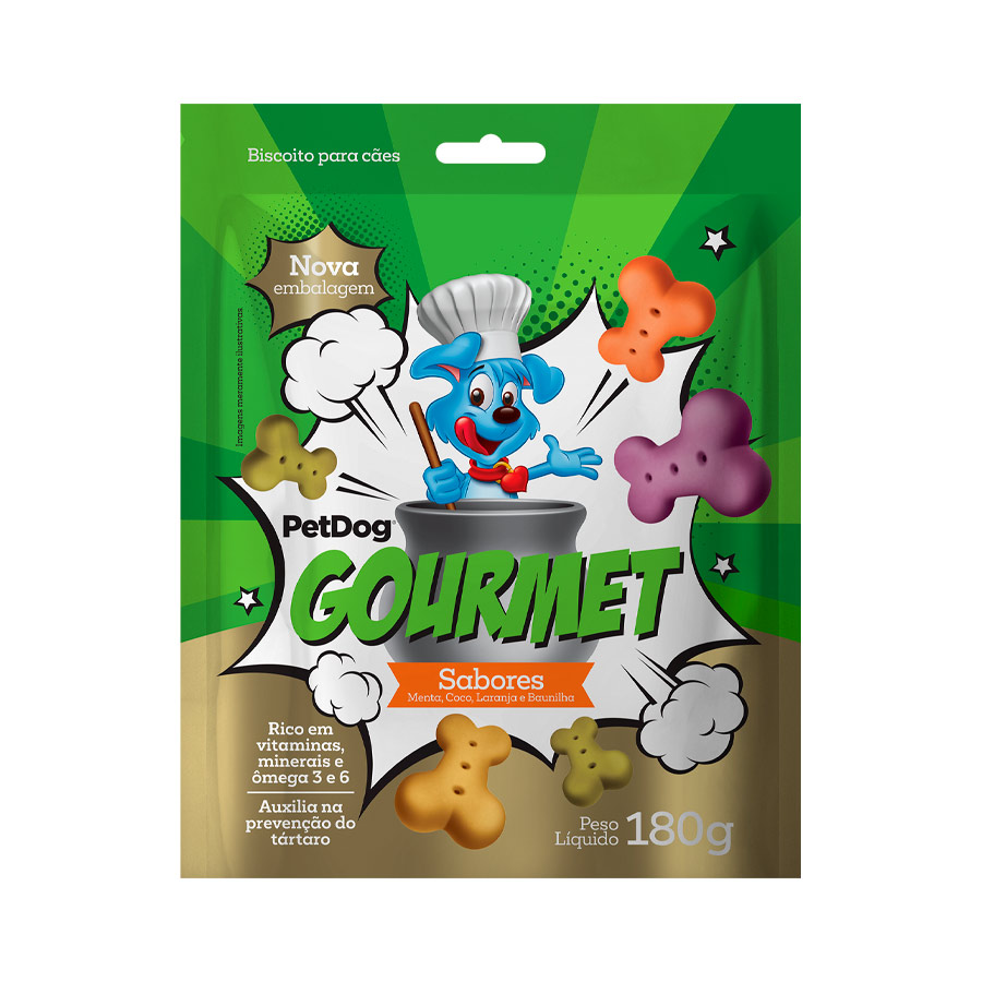 Biscoito Pet Dog Gourmet para Cães Sabor Sabores - 180 g
