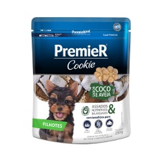 Biscoito Premier Cookie para Cães Filhotes de Pequeno Porte Sabor Coco e Aveia 250g