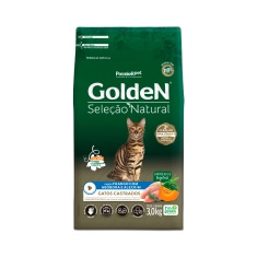 Ração Golden Seleção Natural para Gatos Adultos Castrados Sabor Frango com Abóbora e Alecrim
