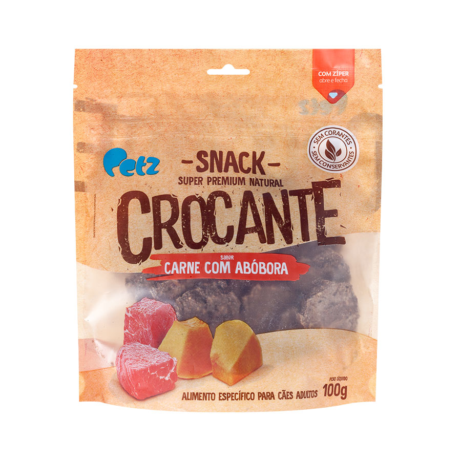 Snack Petz Crocante Carne com Abóbora para Cães Adultos - 100g Snack Petz Crocante Carne com Abóbora para Cães Adultos - 100g