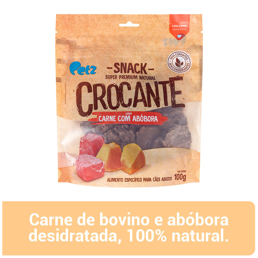 Snack Petz Crocante Carne com Abóbora para Cães Adultos - 100g Snack Petz Crocante Carne com Abóbora para Cães Adultos - 100g