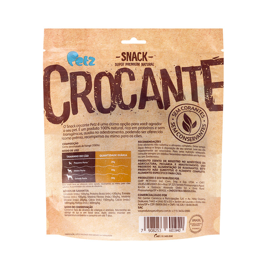 Snack Petz Crocante Frango para Cães Adultos - 100g