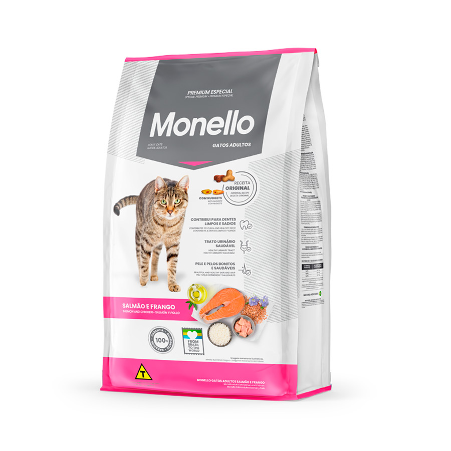 Ração Monello para Gatos Adultos Sabor Salmão e Frango