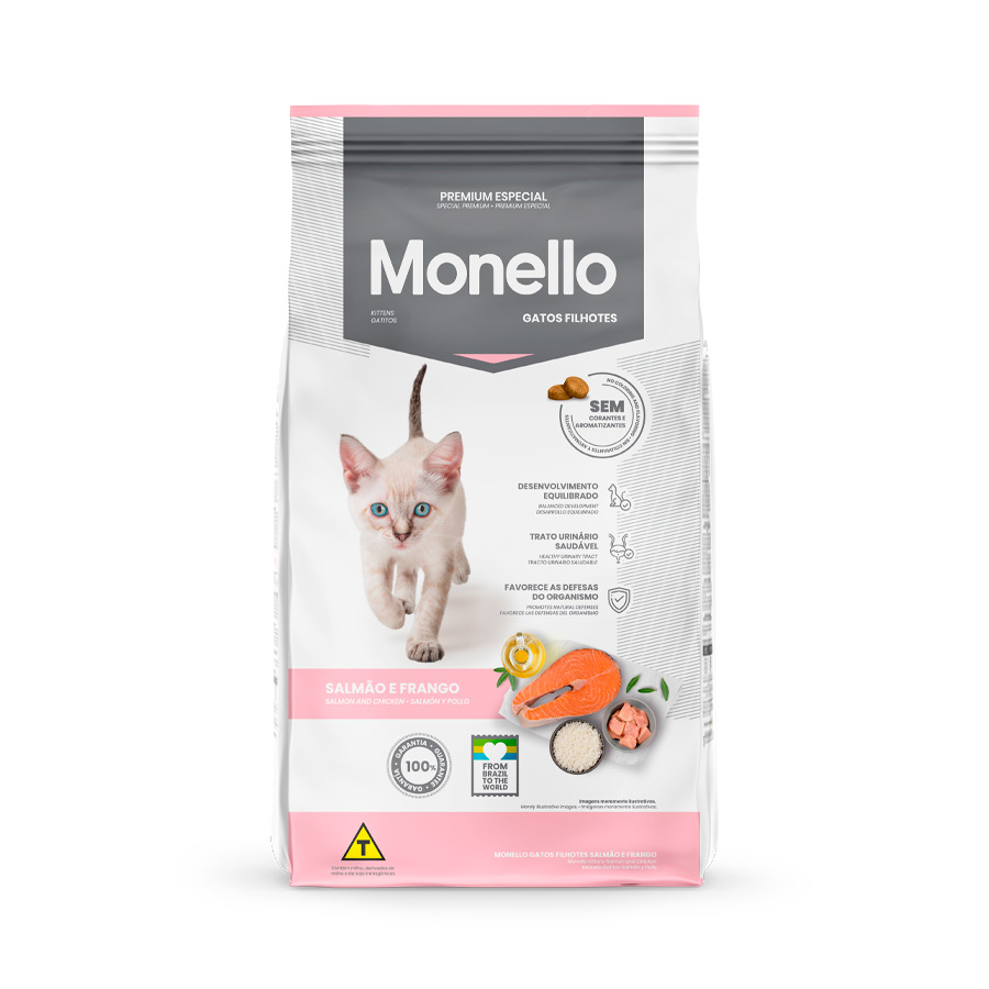Ração Monello para Gatos Filhotes Sabor Salmão e Frango
