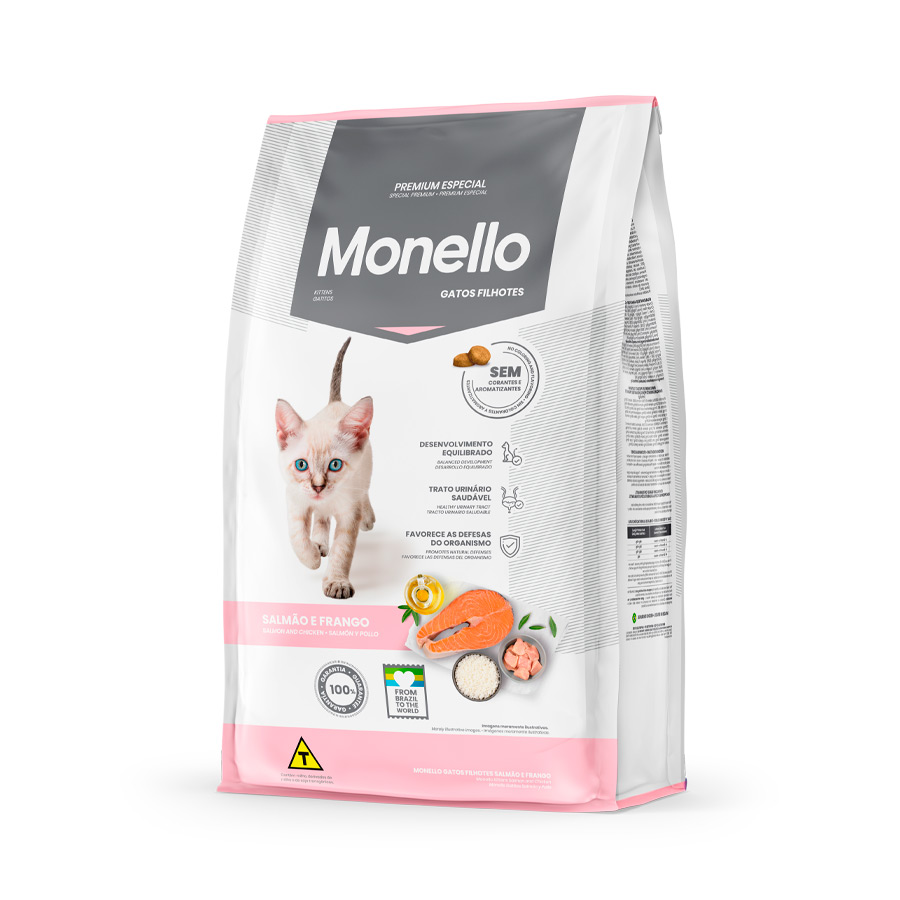 Ração Monello para Gatos Filhotes Sabor Salmão e Frango