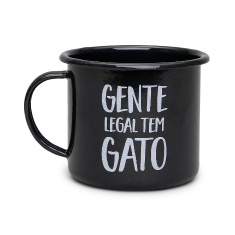 Caneca Cansei de Ser Gato Gente Legal Tem Gato Preta - 370ml