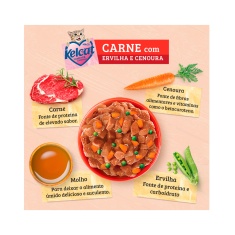Ração Úmida Kelcat Sachê para Gatos Sabor Carne com Ervilha e Cenoura 85g