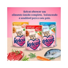 Ração Úmida Kelcat Sachê para Gatos Sabor Carne com Ervilha e Cenoura 85g