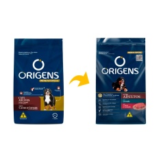 Ração Origens para Cães Adultos de Porte Grande Sabor Carne e Cereais