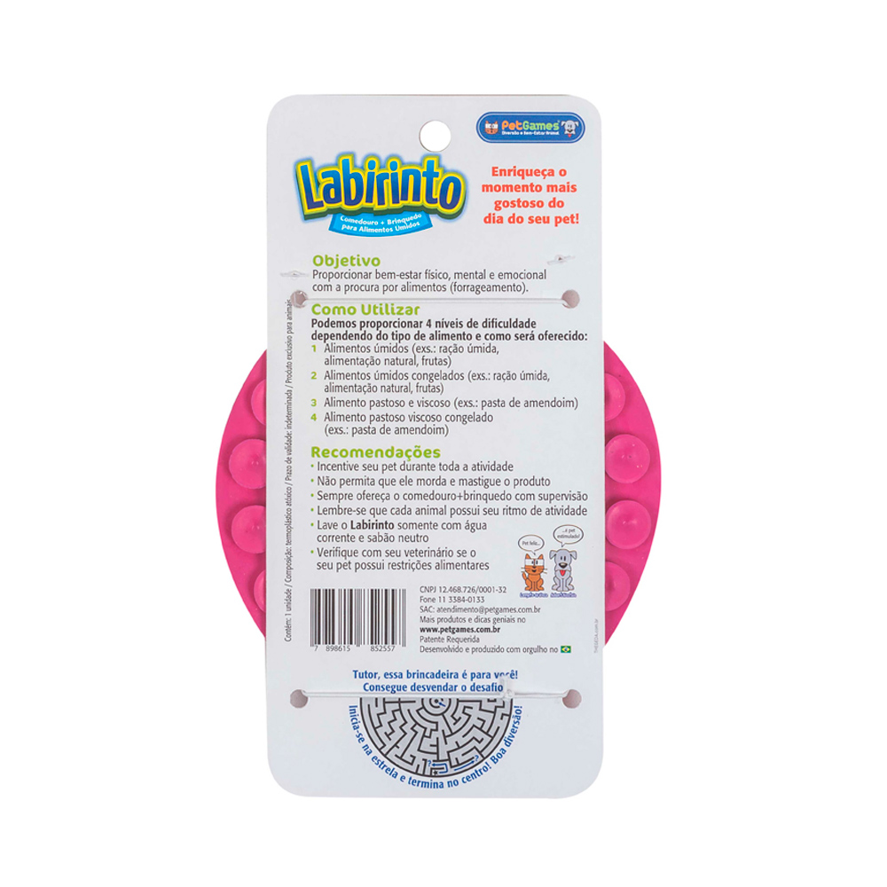 Brinquedo e Comedouro Pet Games Labirinto Pink para Cães e Gatos