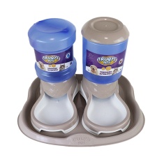 Kit Comedouro e Bebedouro Truqys Pet Automático com Bandeja Nude
