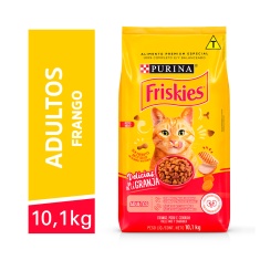 Ração Friskies Delícias da Granja para Gatos Adultos Sabor Frango, Peru e Cenoura