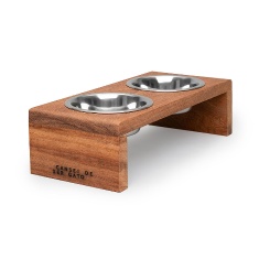 Comedouro Cansei de Ser Gato Alto de Madeira Duplo