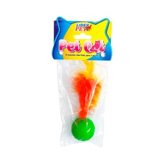 Brinquedo Líder Bola com Penas para Gatos - Cores Sortidas