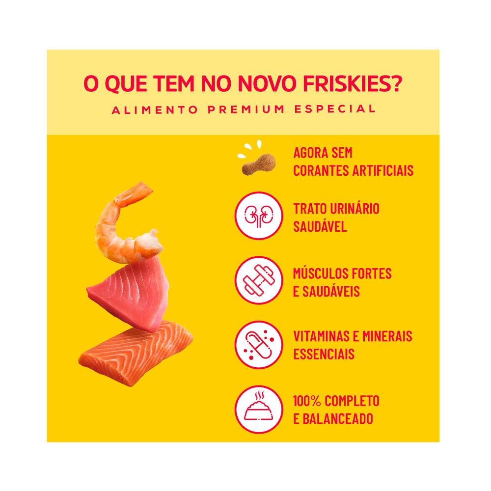 Ração Friskies Mar de Sabores para Gatos Adultos Sabor Atum, Salmão e Camarão