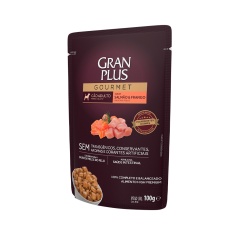 Ração Úmida GranPlus Gourmet Sachê para Cães Adultos Sabor Salmão e Frango - 100g