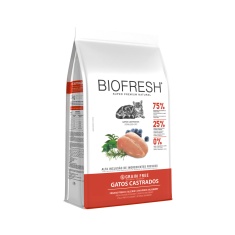 Ração Biofresh para Gatos Castrados Sabor Frango, Alecrim, Chá Verde e Blueberry