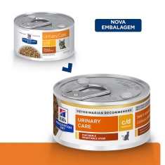 Ração Úmida Hill's Prescription Diet c/d Multicare Cuidado Urinário Lata para Gatos Adultos Sabor Frango & Vegetais 82g