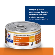 Ração Úmida Hill's Prescription Diet c/d Multicare Cuidado Urinário Lata para Gatos Adultos Sabor Frango & Vegetais 82g